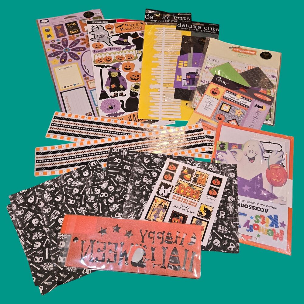 Haunted Halloween Mix Vintage Lot Scrapbooking Creepy Stickers Cuts Trick/Treat